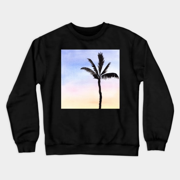Single Palm Tree with soft background Crewneck Sweatshirt by Sandraartist